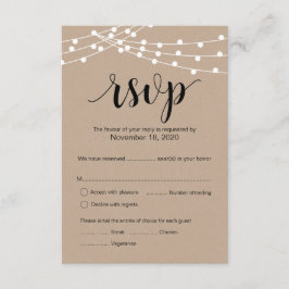 Rústico Kraft String Lights de casamento cartão de