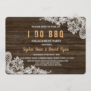 Rústico Lace Madeira Eu Faço CHURRASCO Convite