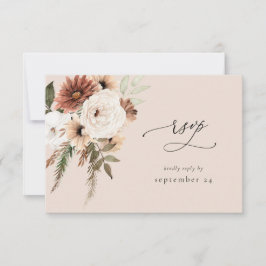 Rústico Neutro Boho Floral com RSVP de Refeição S2