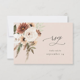 Rústico Neutro Boho Floral com RSVP de Refeição S2
