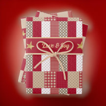 Rústico Red Tan Dourado Patchwork Quilly Love Joy