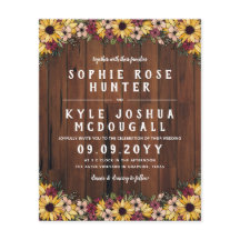 Rústicos Girassóis Madeira Grain 2 Em 1 Casamento 