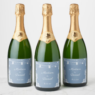 Rústicos Rótulos de Vinho Espumante Azul Poeirento