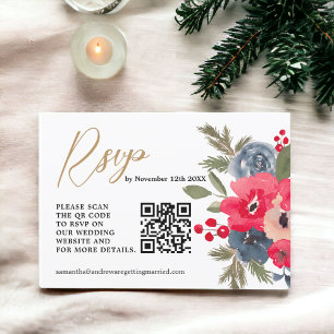 RusticWinter Floral Watercolor Casamento Rsvp qr