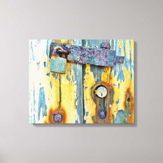 Rusty aqua pintada com canvas de galeria de fecham (Frente)