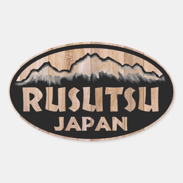 Rusutsu Japan madeira adesivos ovais (Frente)