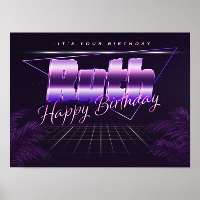 Ruth Name Vorname lila retro Poster Geburtstag (Frente)
