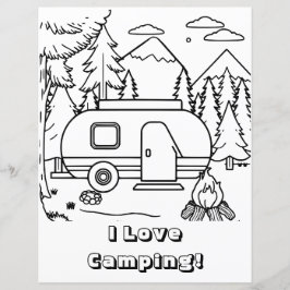 RV Camper e Campfire | Página de Coloração