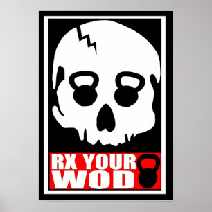 RX seu WOD - poster do crânio de Kettlebell