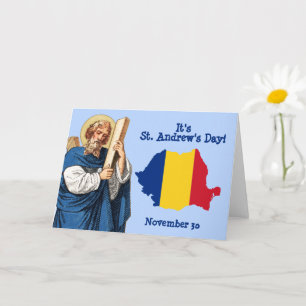 S. André e Mapa com a Bandeira da Romênia Cartão d