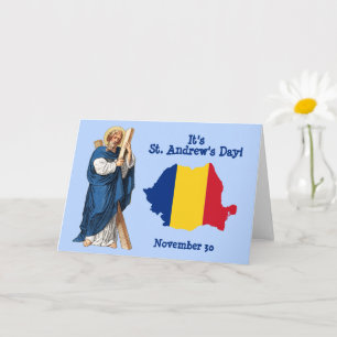 S. André e Mapa com a Bandeira da Romênia Cartão d