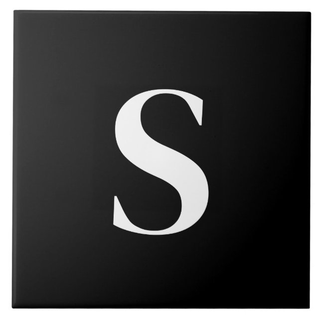 S Monograma Branco inicial em preto (Frente)