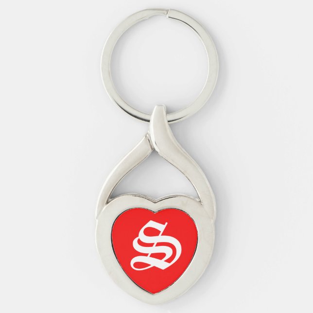 "S" Red Heart Chaveiro (Frente)