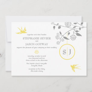 S. Sevier Marigold Birds Convites De Casamento