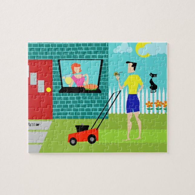 Sábado de manhã quebra-cabeça retro (Horizontal)