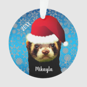 Sable Pet Ferret no Ornamento de Santa Hat