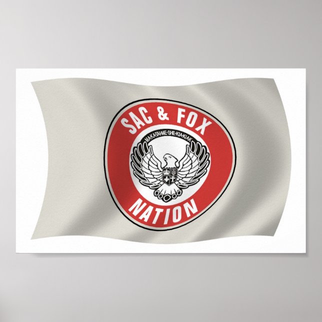 Sac & Fox Nation (Oklahoma) Flag Poster Impressão (Frente)