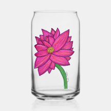 Saca de mão com flor rosa fúcsia em fundo azul
