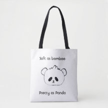 Saca Tote Citação de Panda Fofo e Bambu 