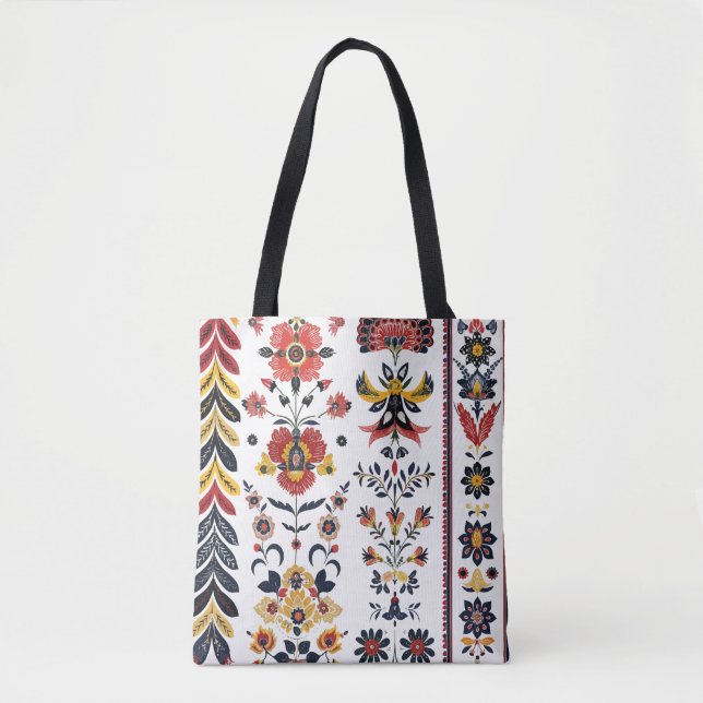Saca Tote Floral Arte Popular Rústica (Frente)