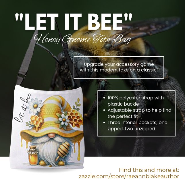 Saca Tote "Let It Bee" Honey Gnome (Criador carregado)