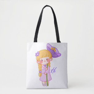 Saca Tote Menina Chibi Fofa com Guarda-chuva