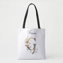 Saca Tote Personalizada com Letra G Floral em Dour