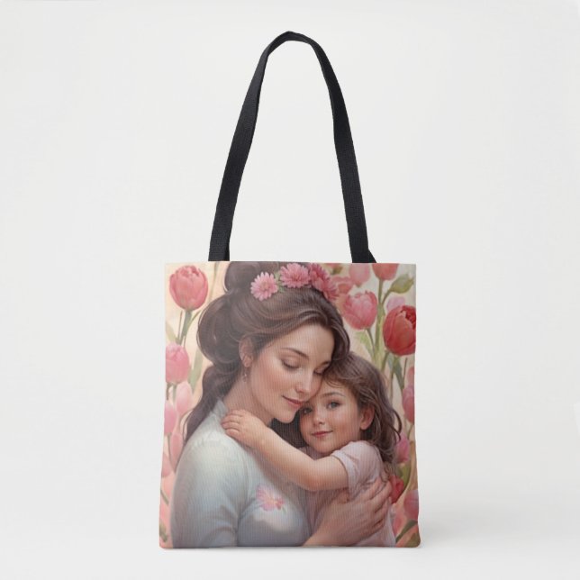 Saco de amor da mãe - Saco de Tote da Mãe e Filha (Frente)