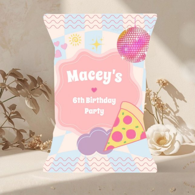 Saco de Batata Frita para Favor de Festa de Aniver (pizza party chip bag, pizza birthday favor bag, retro pizza party favors, groovy pizza birthday, kid)