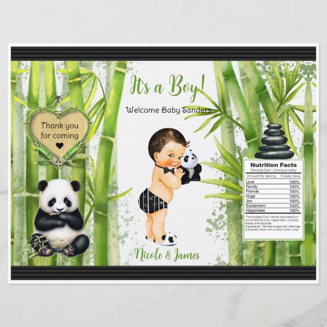 Saco de Batata Tema Panda Bambu Bebê Menino (Frente)