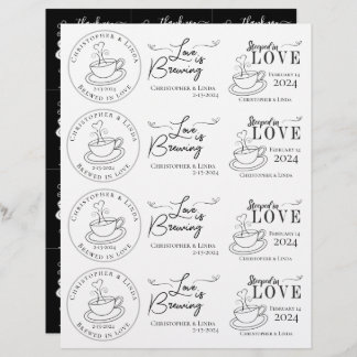 Saco de chá de casamento preto e branco