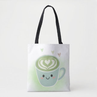 Saco de ombro Tote Matcha Latte Heart
