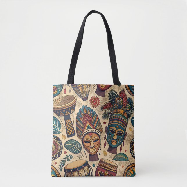 Saco de Tote Artístico Inspirado Africano (Frente)