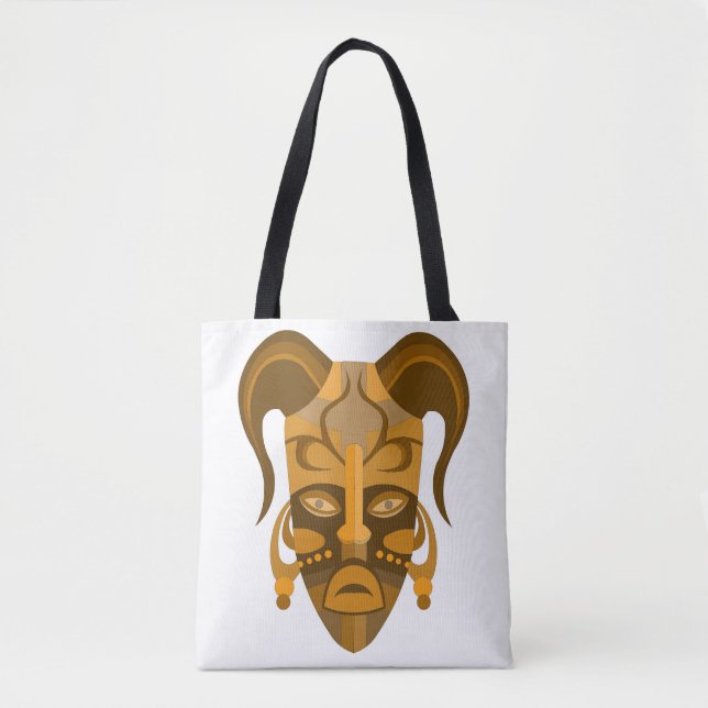 SACO DE TOTE COM DESIGN TRADICIONAL DE MÁSCARAS (Frente)
