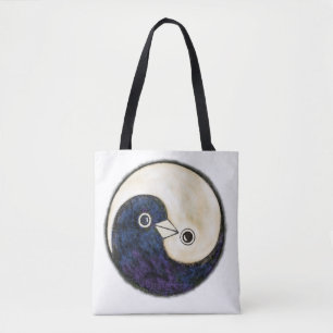 Saco de Tote com Yin Yang doves design