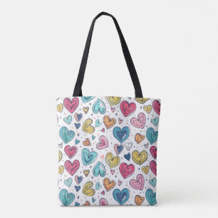 Saco de Tote Coração Bonita Desenhar de mão colo