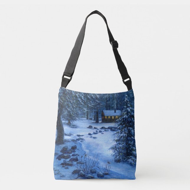 Saco de Tote "Cozy Cabin in in in the Snow" (Frente)
