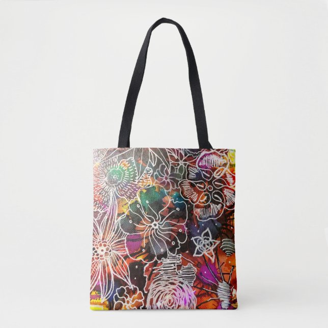 Saco de Tote da Selva Floral Abstrato (Frente)