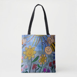 Saco de Tote de Abelhas e Flores de Mel
