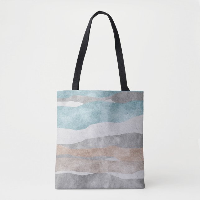 Saco de Tote de Aquarela Moderna com Abstrato com  (Frente)