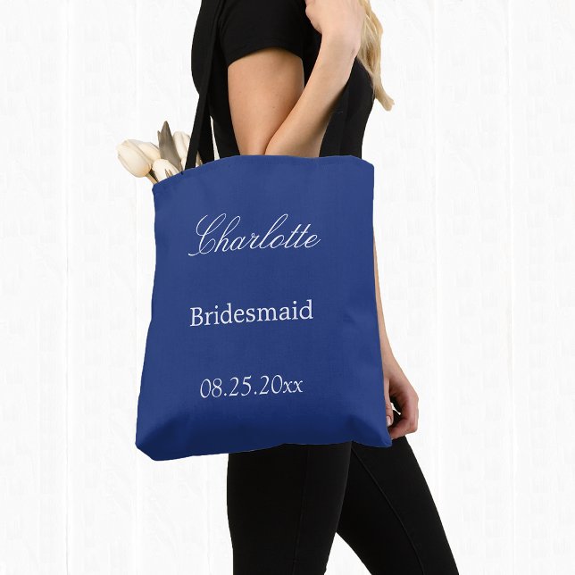 Saco de Tote de Bridesmaid Azul Escuro Elegante (Criador carregado)