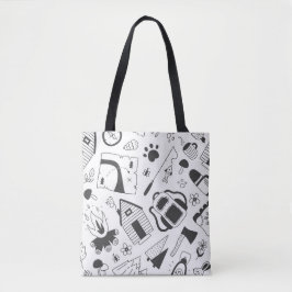 Saco de Tote de Campanha Minimalista - Preto e Bra
