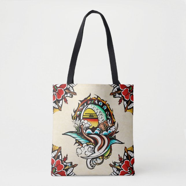 "Saco de Tote de Canvas Floral Vibrante" (Frente)