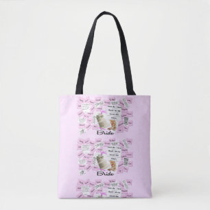 Saco de Tote de Casamento Rosa e Branco da Noiva P