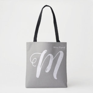 saco de tote de cinza elegante com monograma