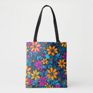 Saco de Tote de Flor Selvagem Psicodélico