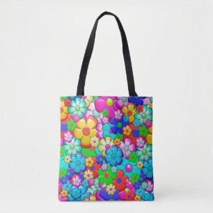 saco de tote de flores hippie