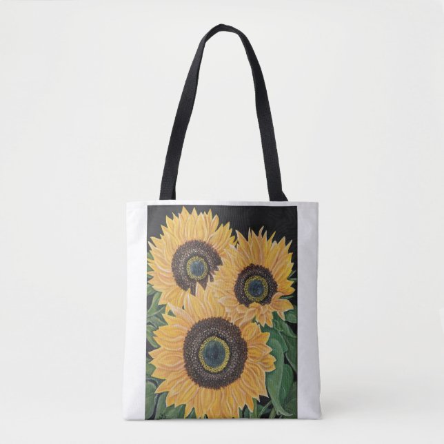 Saco de tote de flores solares/mercearia (Frente)