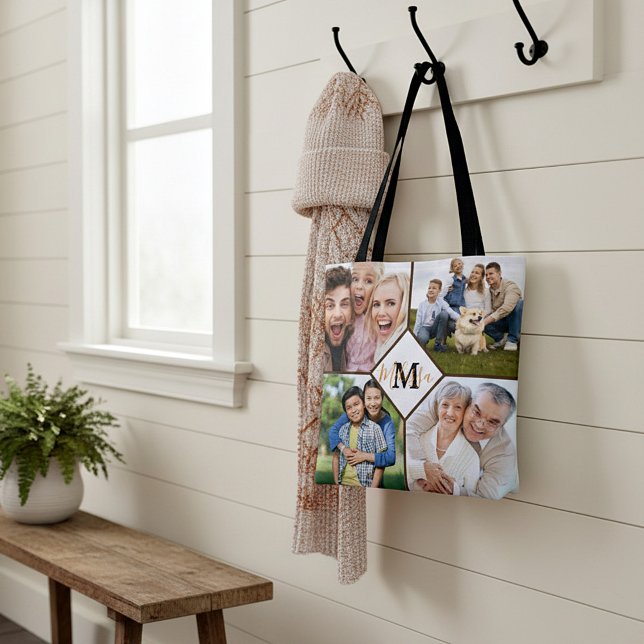 Saco de tote de fotos personalizadas da família (Criador carregado)