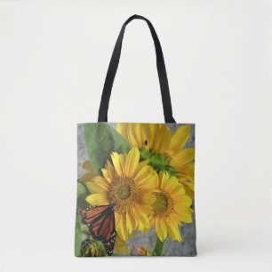 Saco de Tote de Girassol e Borboleta Monarca